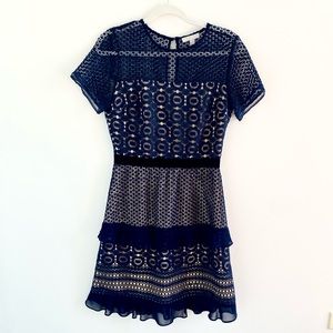 Embroidered Navy Semiformal Dress